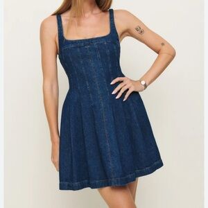New Reformation Jeanne Size 10 Violet Denim Mini Dress